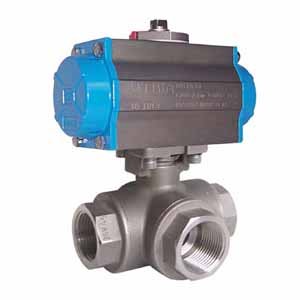 三通不(bú)鏽鋼氣動球閥(fa)Q614F